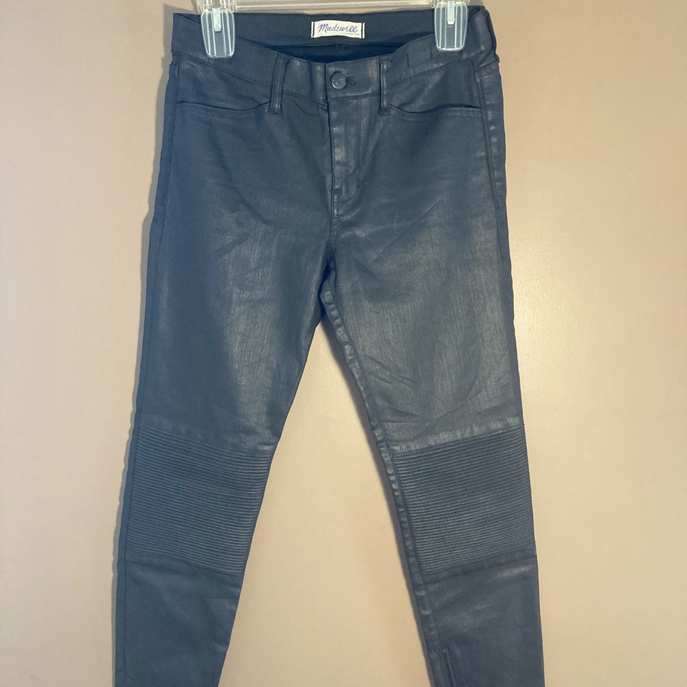Madewell coated pleated skinny black jeans